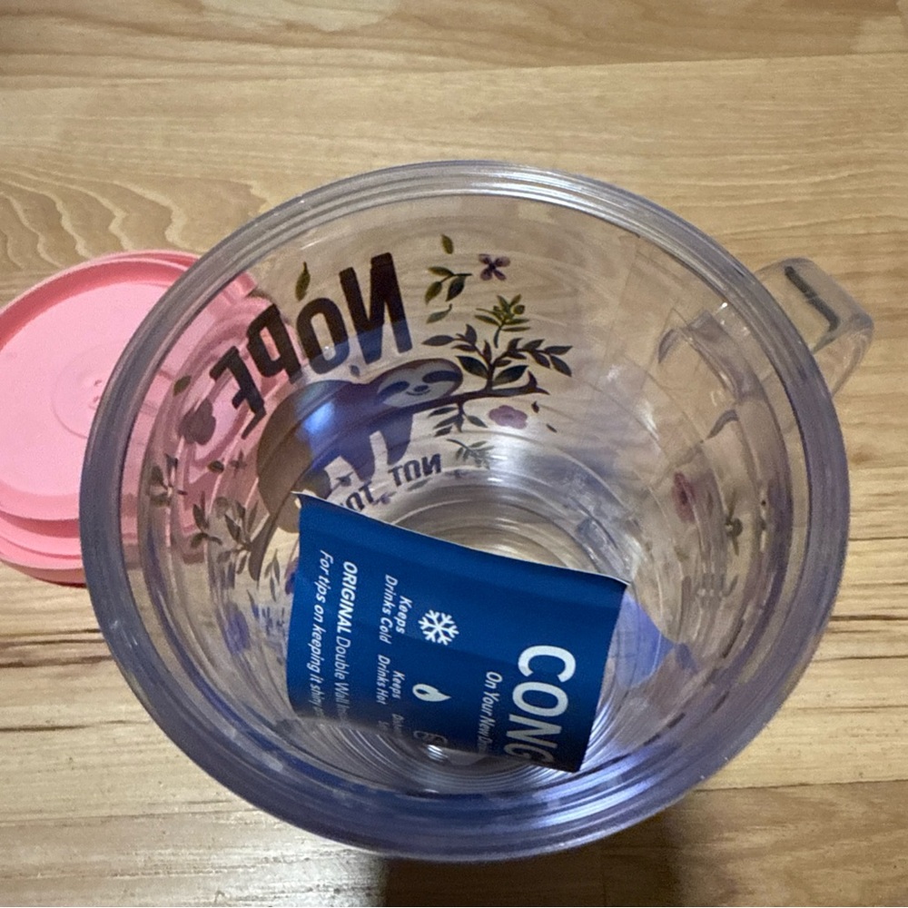 New Tervis Sloth Nope Not Today Insulated Double Walled Mug With pink Lid 16 oz. - Picture 5 of 8